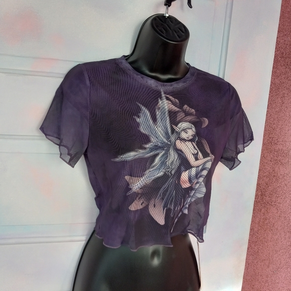 ⭐️Sheer Mesh gothic fairy grunge fairycore crop top! Nwt! SOLD OUT ONLINE! 🧚‍♂️ - Picture 2 of 6